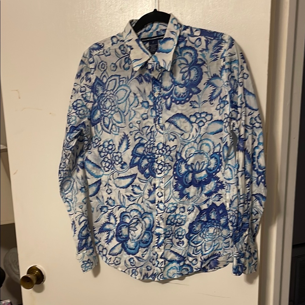 Ralph Lauren Blue Floral Blouse